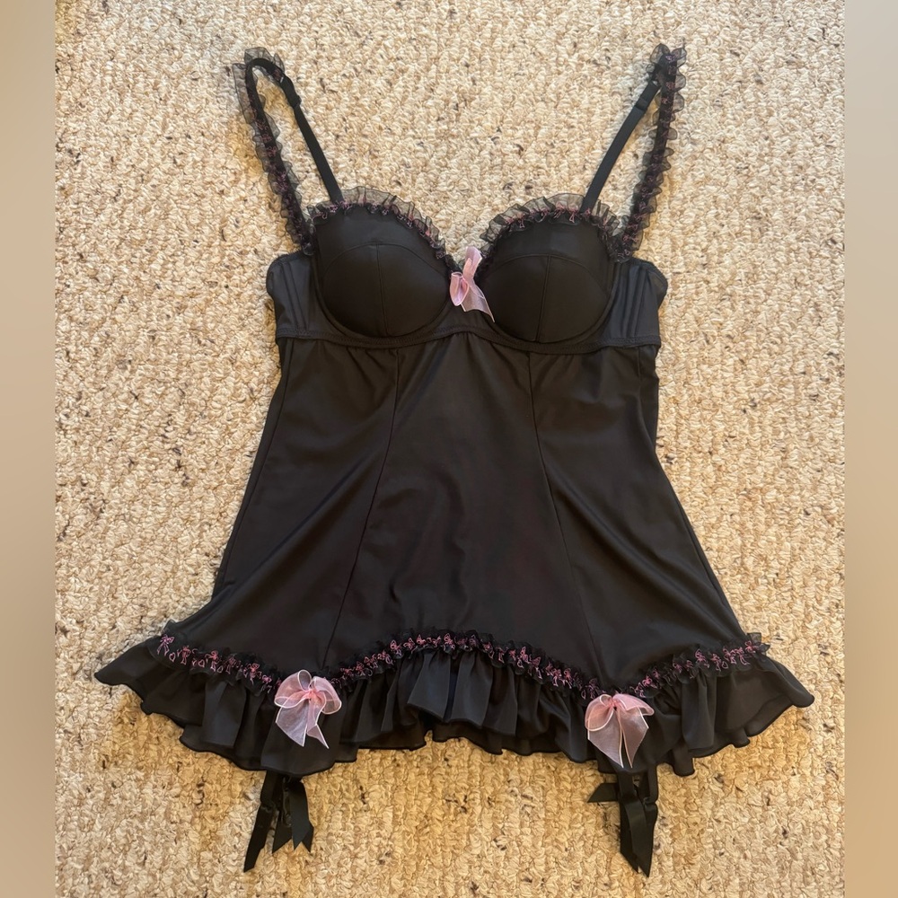 VS Black and Pink Garter Top